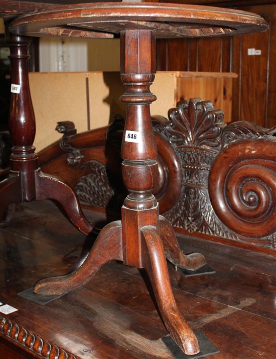 Circular oak tripod table